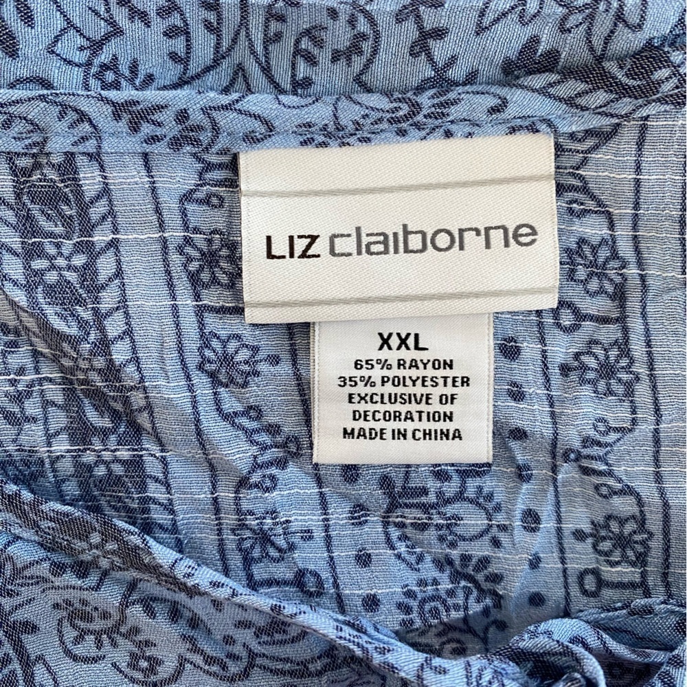 Liz Claiborne Blue Floral Flutter Sleeve Boho Blouse NWT Size XXL - Picture 6 of 7